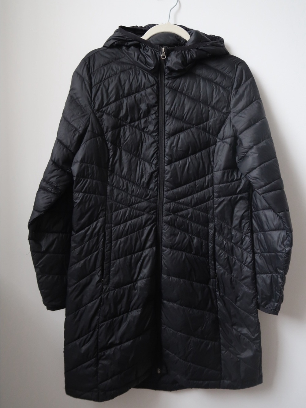 Lolë Women Black Hooded 100% Nylon Quilted spring fall Coat Size M